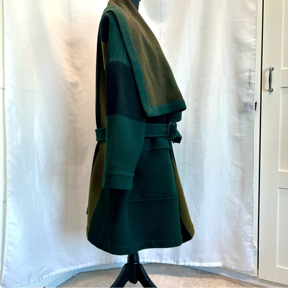 Burberry Brit Green Cherbrooke wool-blend blanket coat belted Sz S RARE! - Picture 5 of 13